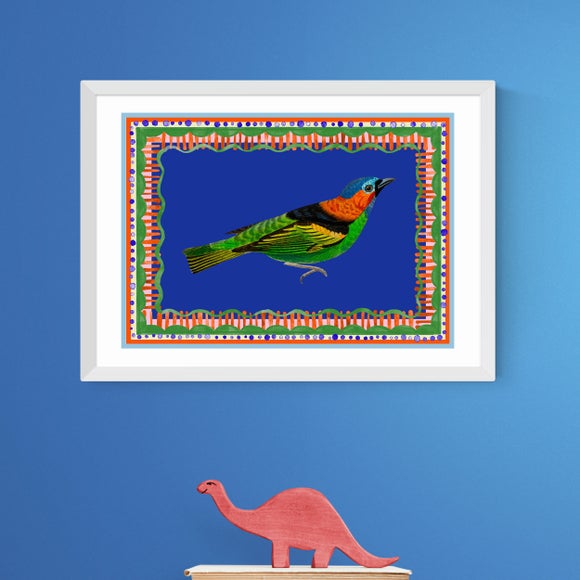 East End Prints Birdframe Tanager Print