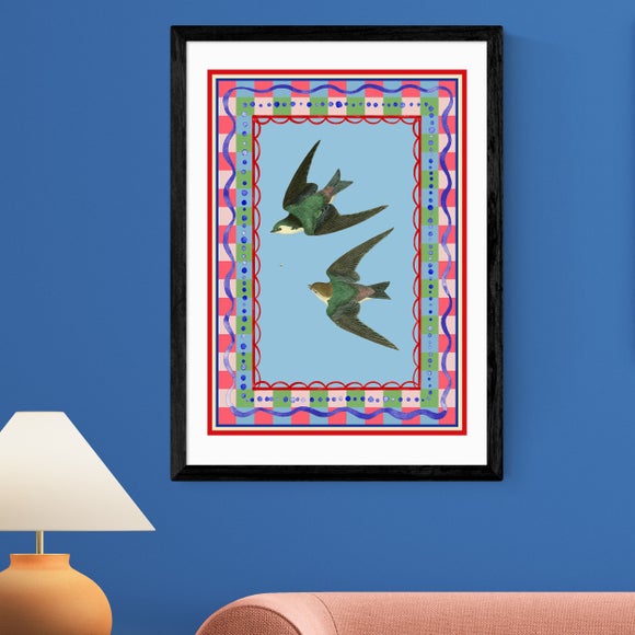 East End Prints Birdframe Swallows Print