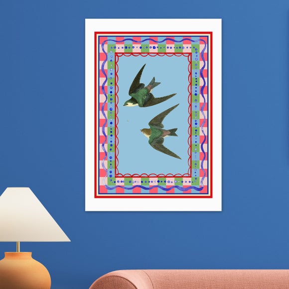 East End Prints Birdframe Swallows Print