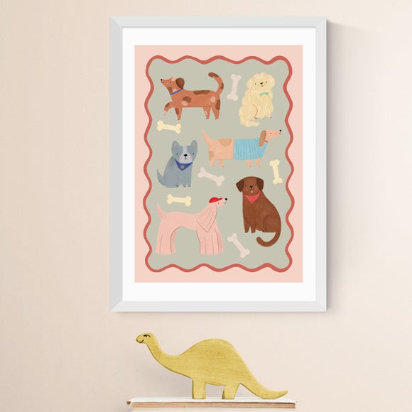East End Prints Dogs In Sage And Pink Print