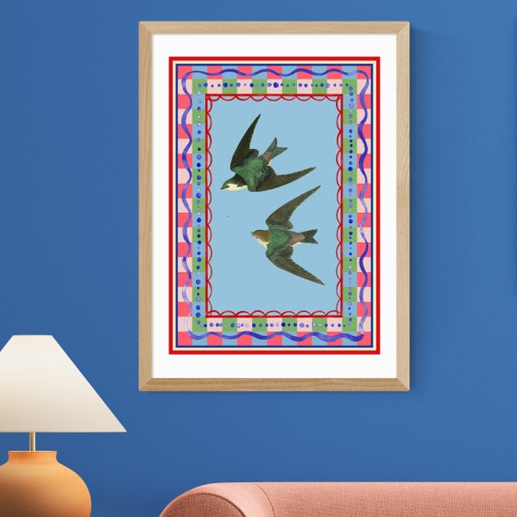 East End Prints Birdframe Swallows Print