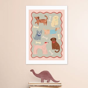 East End Prints Dogs In Sage And Pink Print