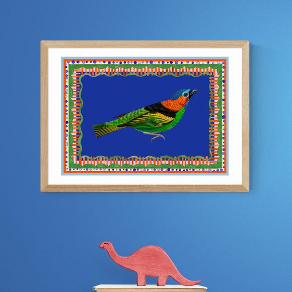 East End Prints Birdframe Tanager Print