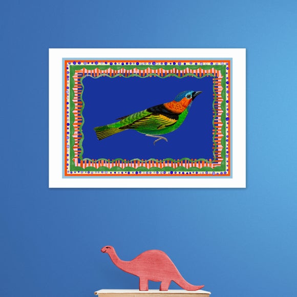 East End Prints Birdframe Tanager Print