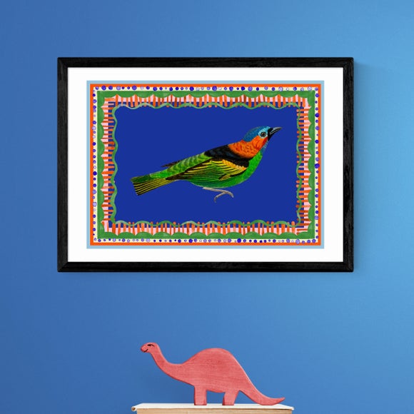 East End Prints Birdframe Tanager Print