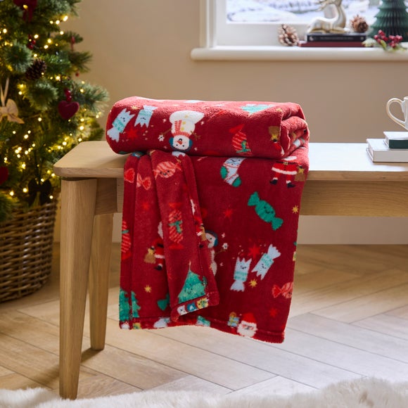 Santa Snowman Fleece Throw 130cm x 170cm