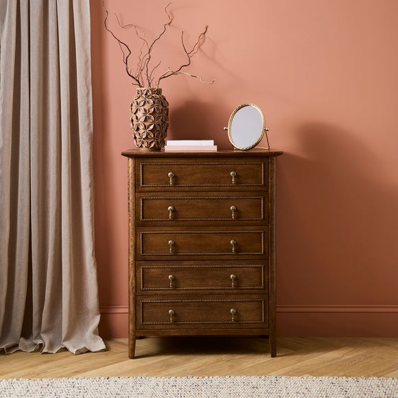 View Ettie Beaded 5 Drawer Chest- Mango Wood View Ettie Beaded 5 Drawer Chest- Mango Wood