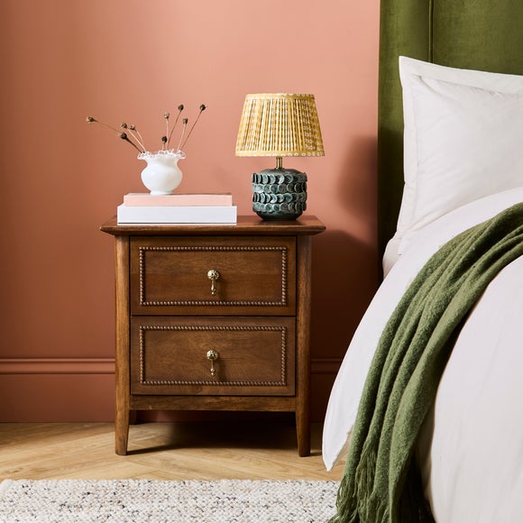View Ettie Beaded 2 Drawer Bedside Table- Mango Wood View Ettie Beaded 2 Drawer Bedside Table- Mango Wood