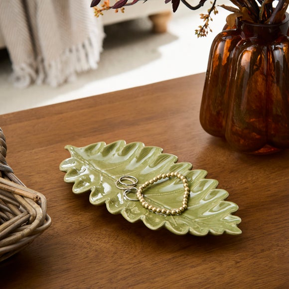 Leaf Shaped Ceramic Trinket Tray