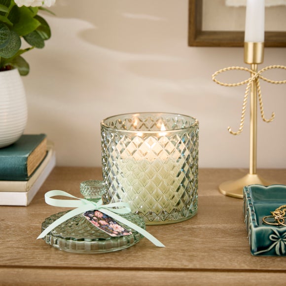Lavender & Vanilla Pressed Glass Multi Wick Candle