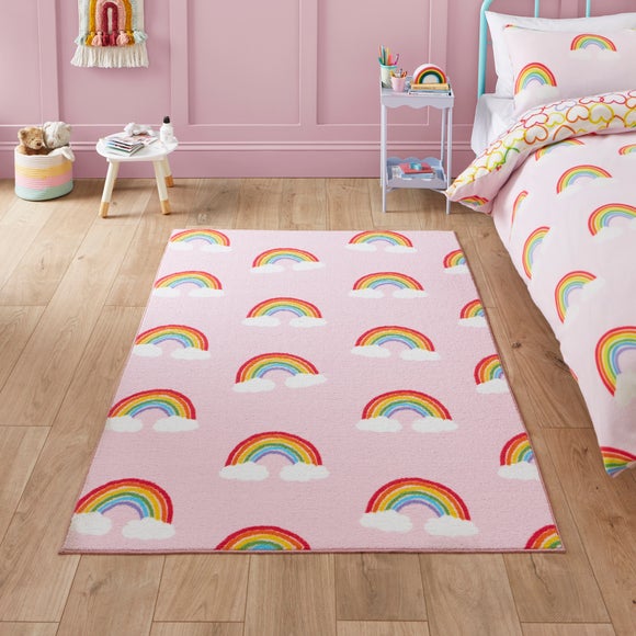 Catherine Lansfield Kids Rainbow Hearts Rug