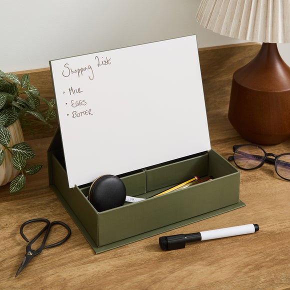 Olive Desktop Organiser with Whiteboard