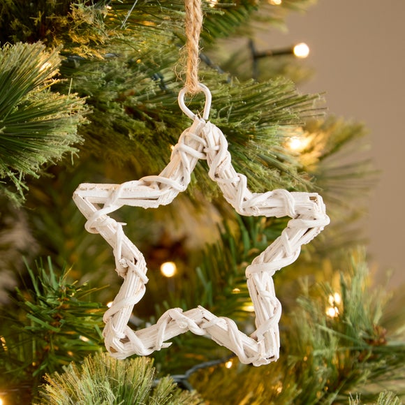 White Wicker Woven Star Hanging Decoration
