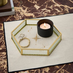 Gold Celestial Print Glass Tray