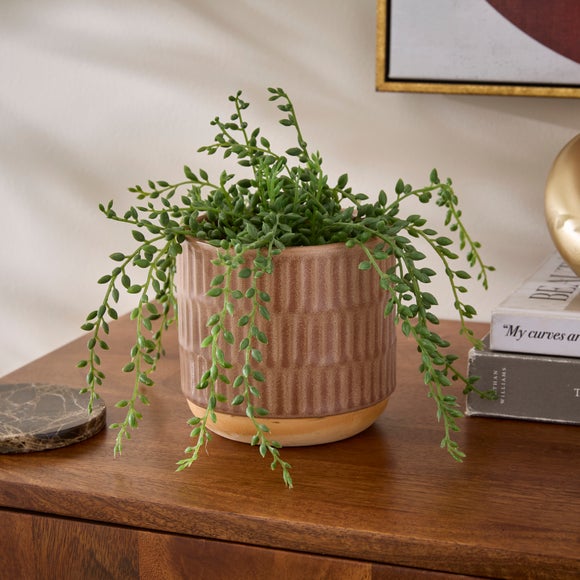 Embossed Pattern Brown Plant Pot