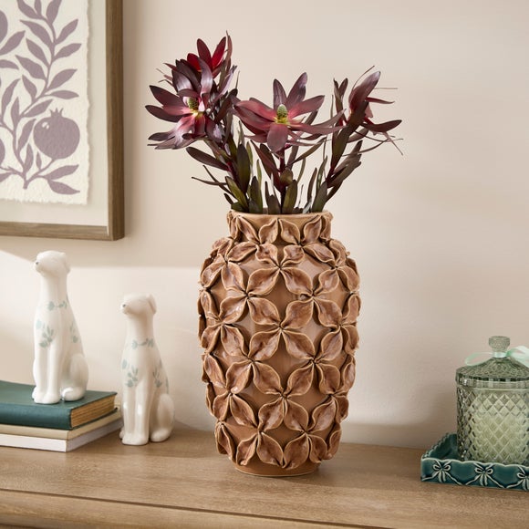 Leaf Textured Reactive Glaze Vase