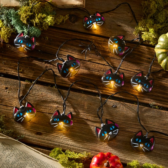 10 Matoen Black Cat Halloween Mini String Lights