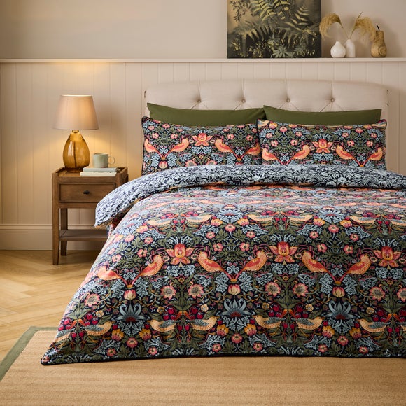 Strawberry Thief 100% Brushed Cotton Duvet Cover & Pillowcase Set