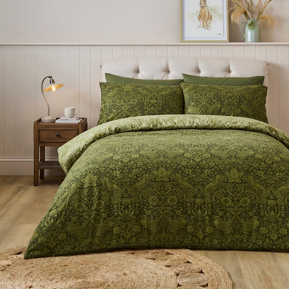 Strawberry Thief 100% Brushed Cotton Duvet Cover & Pillowcase Set