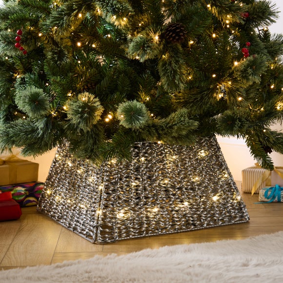 Silver Tape Light Up Folding Tree Skirt