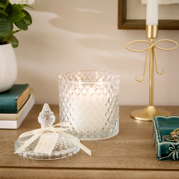 Cocoa & White Rose Pressed Glass Multi Wick Candle