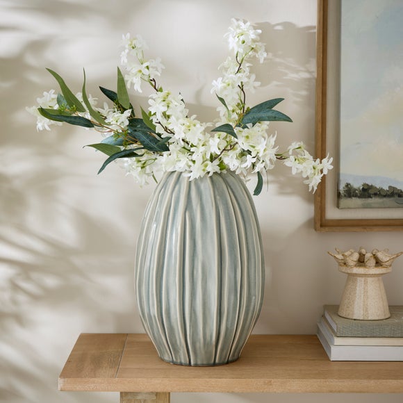View Organic Blue Ridged Vase View Organic Blue Ridged Vase