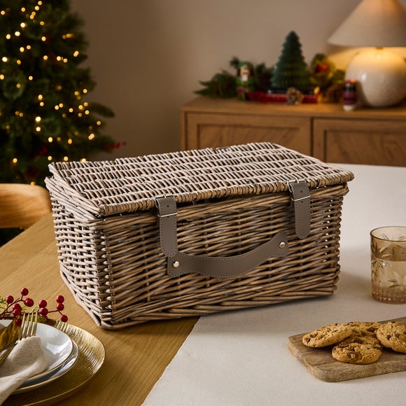 Lidded Grey Willow Hamper