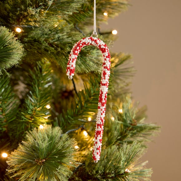 Beaded Candy Cane Hanging Decoration