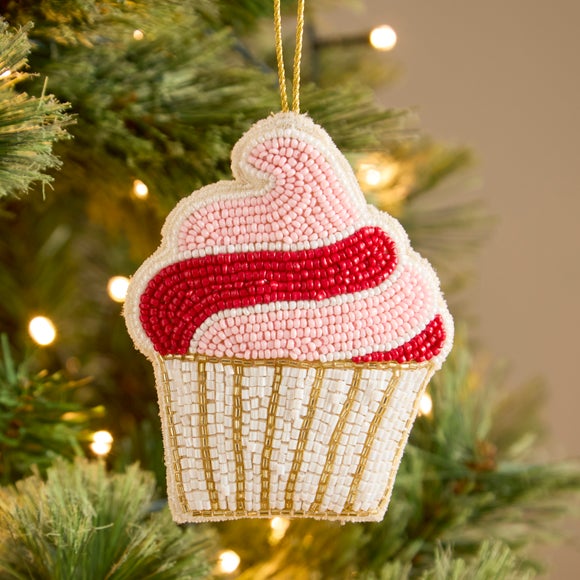 Beaded Cupcake Hanging Decoration