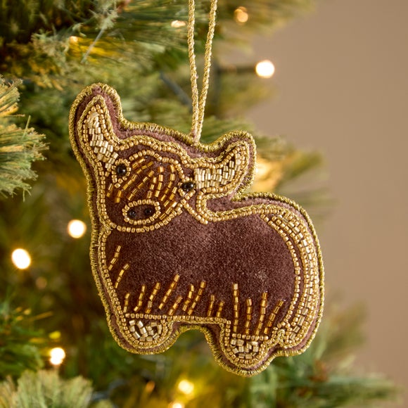 Highland Cow Embroidered Hanging Decoration