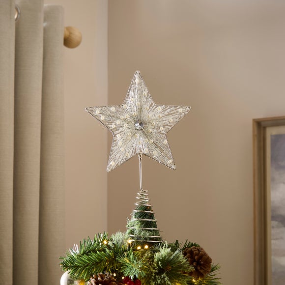 Beaded Silver Christmas Tree Topper