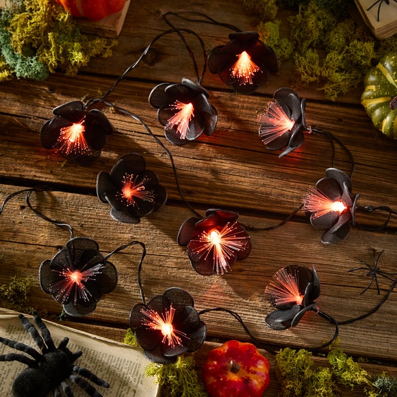 Black Flower Icon Optic String Lights