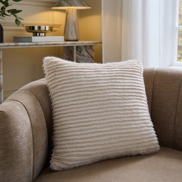 Ribbed Faux Fur Square Cushion
