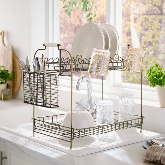 Two Tier Brass Dish Drainer