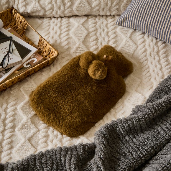 Silky Soft Pom Pom Hot Water Bottle