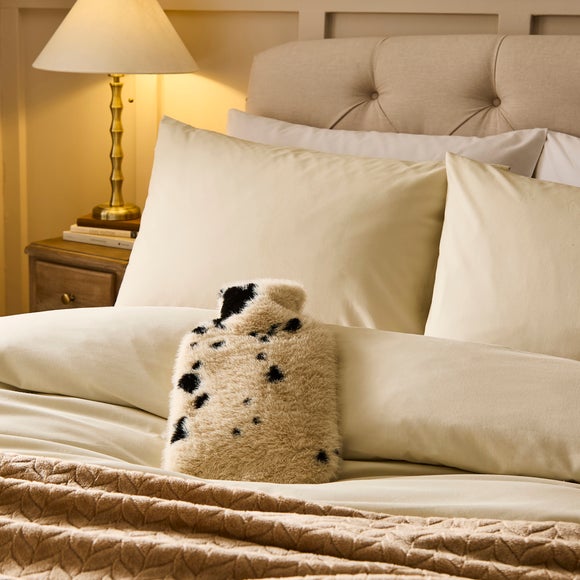 Cow Print Faux Fur Hot Water Bottle