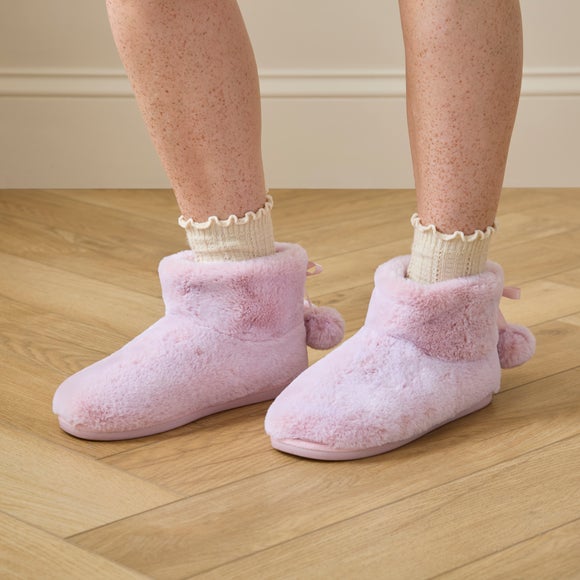 Ladies Faux Fur Boot Slippers