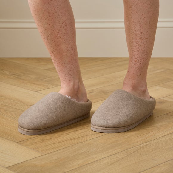 Ladies Felt Footbed Mule Slippers