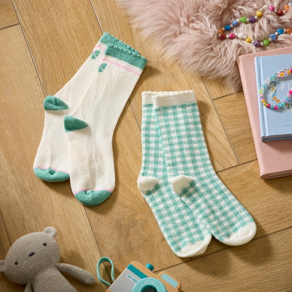 Ladies Bow and Gingham Socks