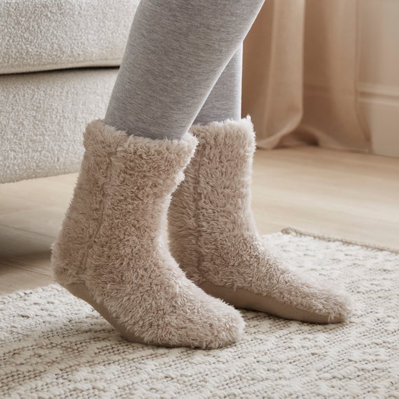 Sandstone Teddy Slipper Socks