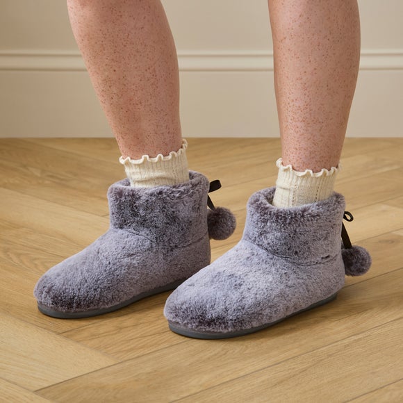 Ladies Faux Fur Boot Slippers