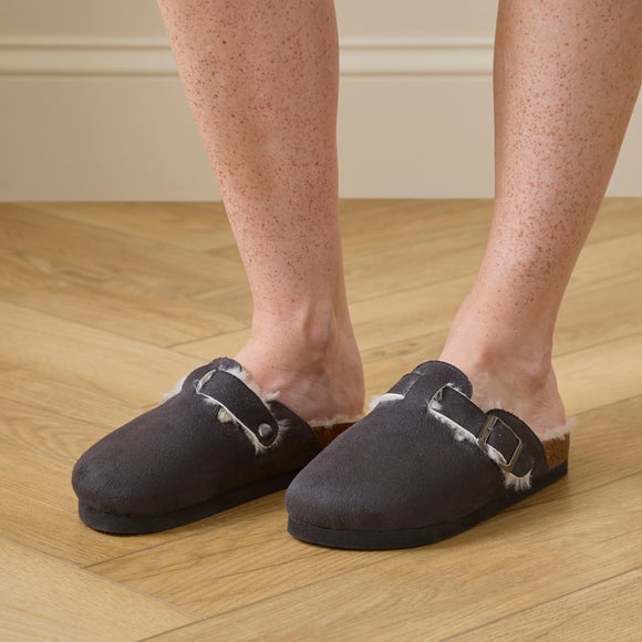 Ladies Felt Footbed Mule Slippers
