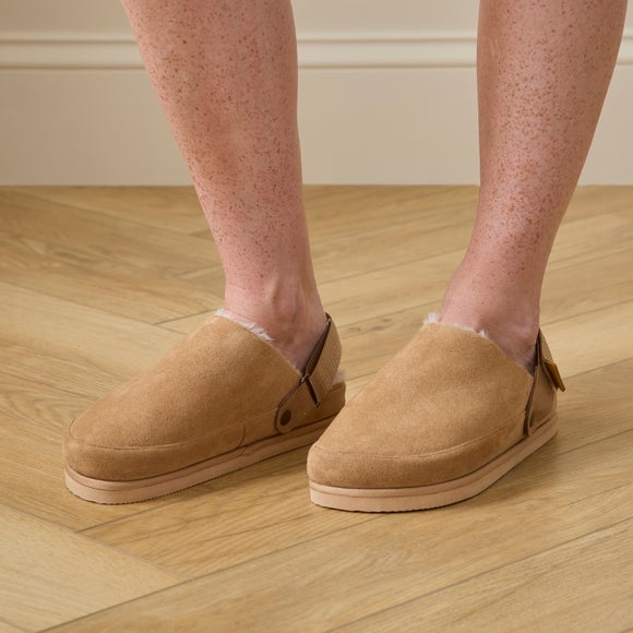 Ladies Suedette Back Strap Mule Slippers