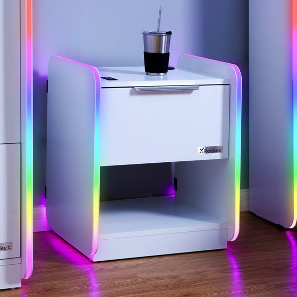 Return - X Rocker Electra Bedside Table with Wireless Charging and LED Lights