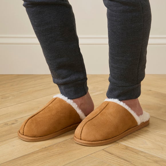Mens Tan Mule Slippers