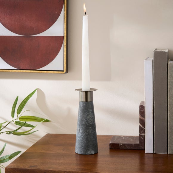 Midnight Black Marble Candlestick Holder