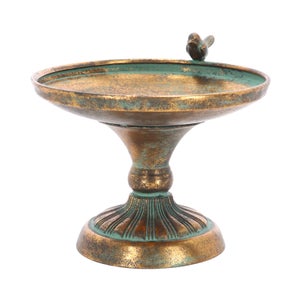 Fallen Fruits Antique Metal Round Pedestal Bird Bath