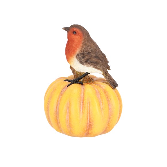 Fallen Fruits Robin on Pumpkin Ornament
