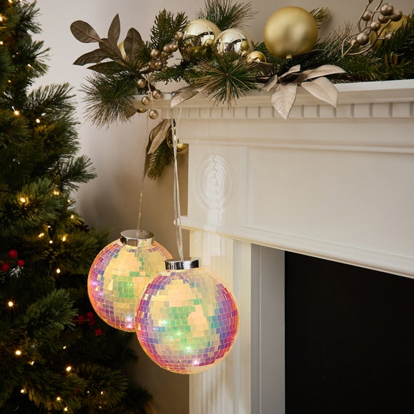 Set of 2 Light Up Iridescent Disco Balls
