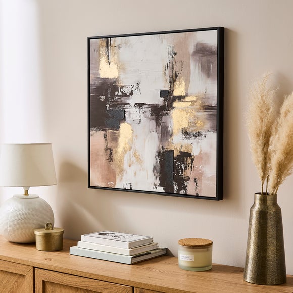 Abstract Global Gold & Neutral Framed Canvas